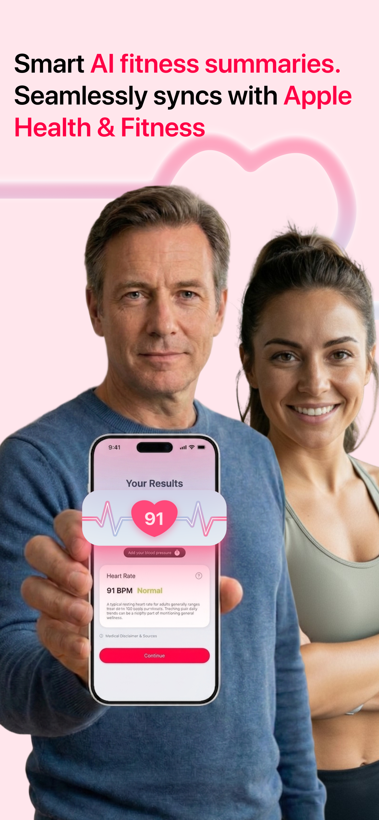 Pulse Rate app showing 91 BPM heart rate reading — track heart rate and HRV on iPhone